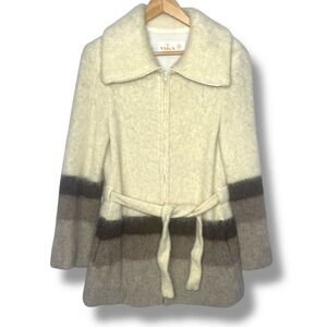 Vintage Icelandic Nordic Wool Belted Coat Women’s Medium